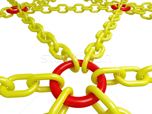 Biztonságos kapcsolat 3d illusztráció piros citromsárga lánc Stock fotó © tiero
