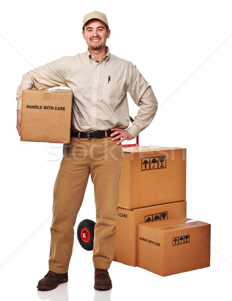 Stock photo: delivery man on white