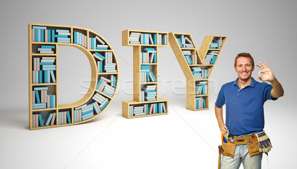 Stock foto: Do · it · yourself · Arbeitnehmer · 3D-Text · abstrakten · Hintergrund