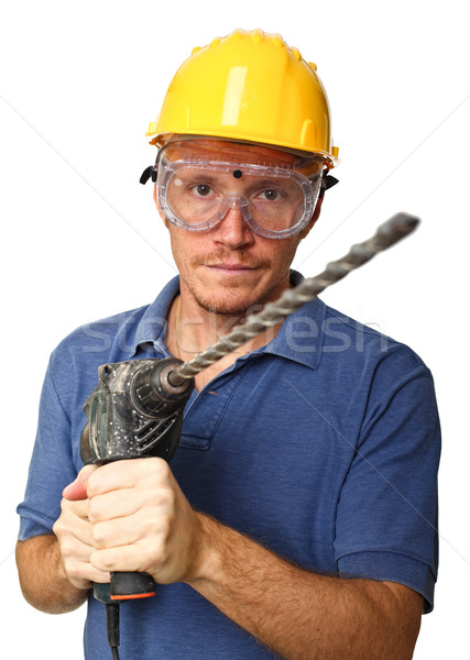 confident handyman with drill Stock photo © tiero