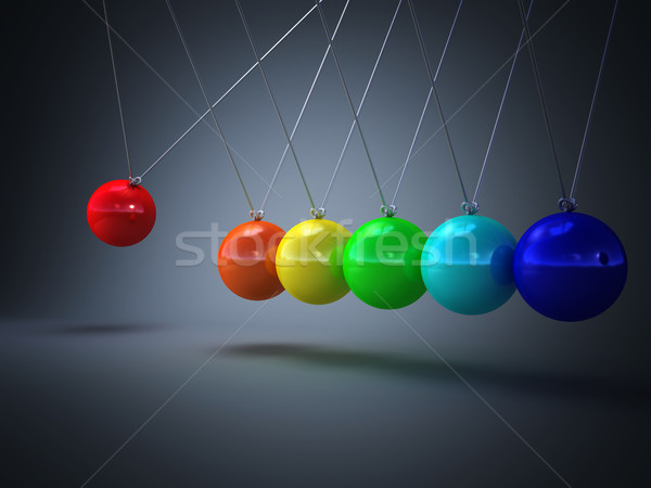 Wieg 3D afbeelding regenboog metaal tijd Stockfoto © tiero
