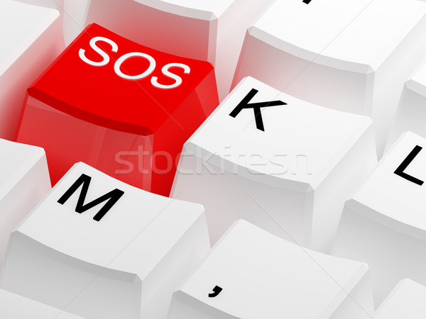 Vermelho sos botão teclado ilustração 3d negócio Foto stock © tiero