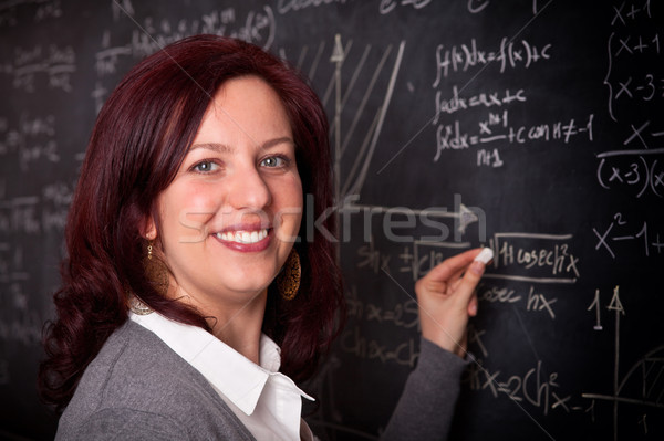 Mujer maestro escuela retrato pizarra belleza Foto stock © tiero