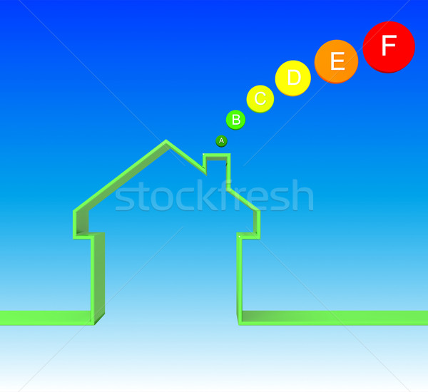 Energic casă clasă imagine 3D albastru Imagine de stoc © tiero