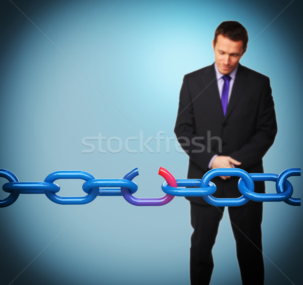 слабый точки печально бизнесмен сломанной цепь Сток-фото © tiero