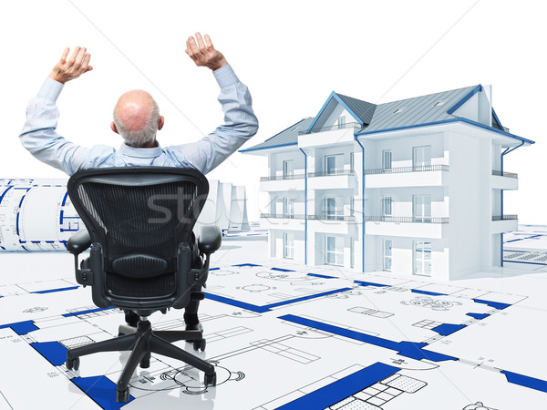 3d house and man Stock photo © tiero