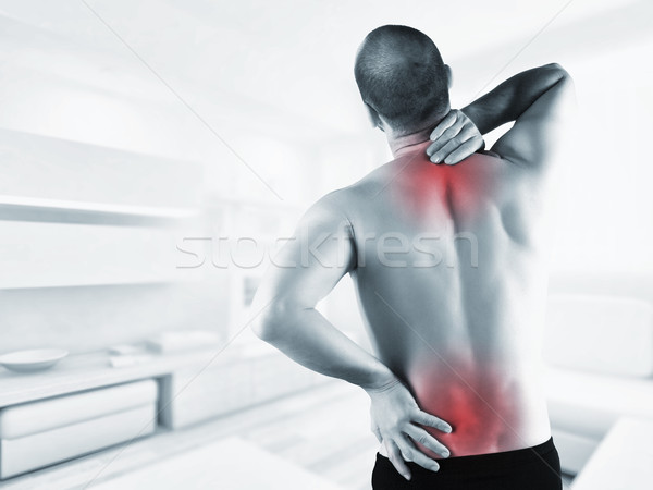 Uomo home mal di schiena rosso corpo salute Foto d'archivio © tiero