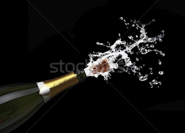 Foto stock: Champanhe · cortiça · clássico · garrafa · beber · ouro