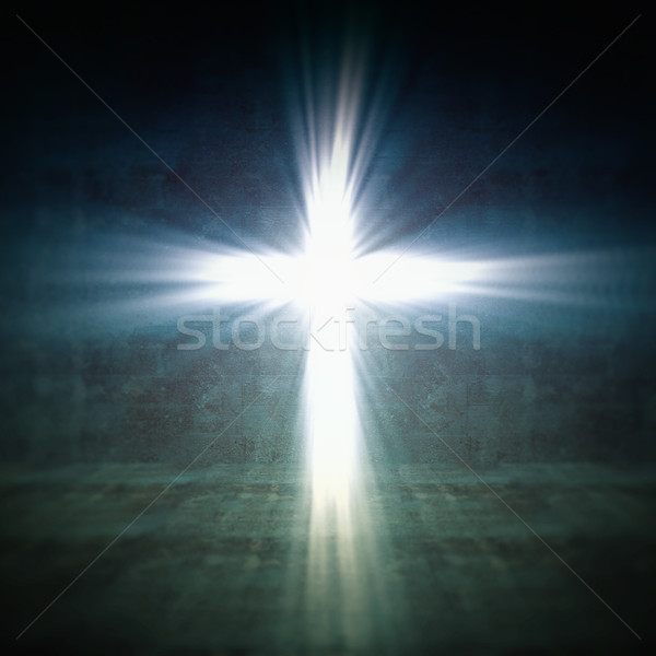 Cruz luz 3D imagen silueta orar Foto stock © tiero