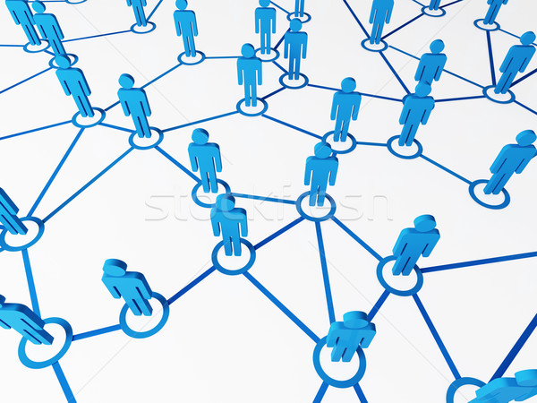 Verbinding mensen 3D afbeelding Blauw virtueel Stockfoto © tiero