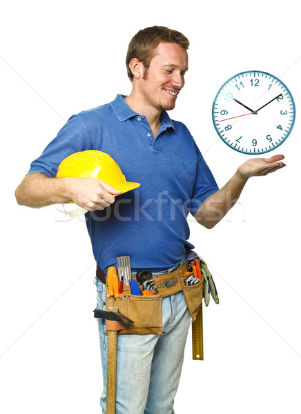 smiling worker and time Stock photo © tiero