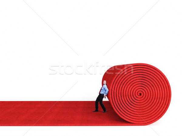 Vörös szőnyeg férfi zsemle hatalmas izolált fehér Stock fotó © tiero