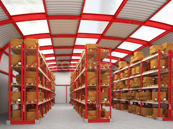 Stock foto: Halle · 3D · Bild · modernen · rot · grau