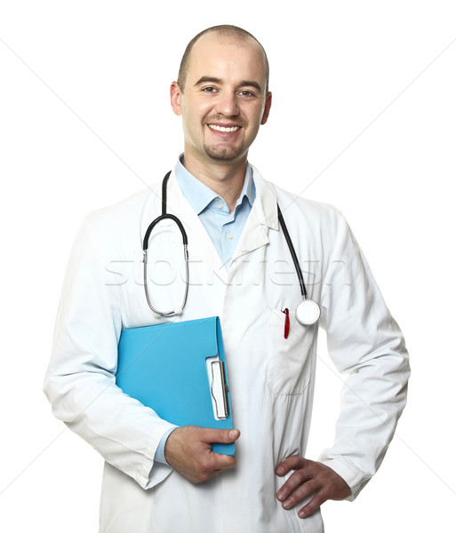 Jungen lächelnd Arzt Porträt isoliert Stock foto © tiero