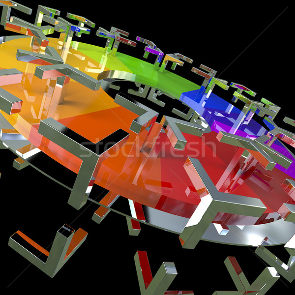Farbe Regenbogen Festplatte 3D-Darstellung Bild abstrakten Stock foto © tiero