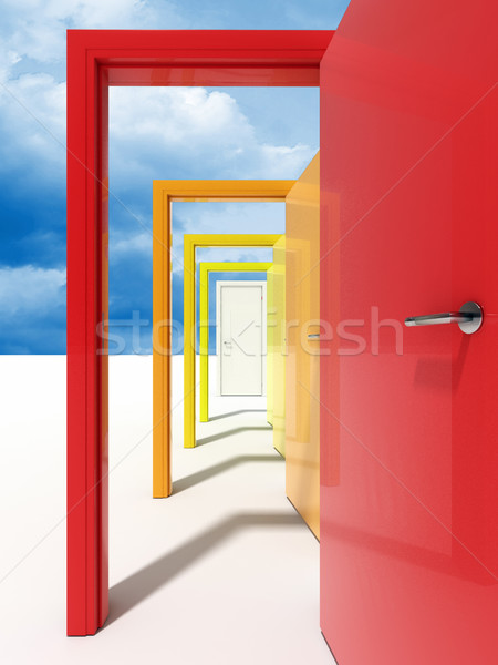 Drzwi niebo obraz 3D krajobraz świat Zdjęcia stock © tiero