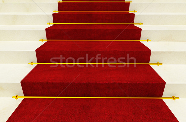 Escalera alfombra roja 3D imagen resumen club Foto stock © tiero