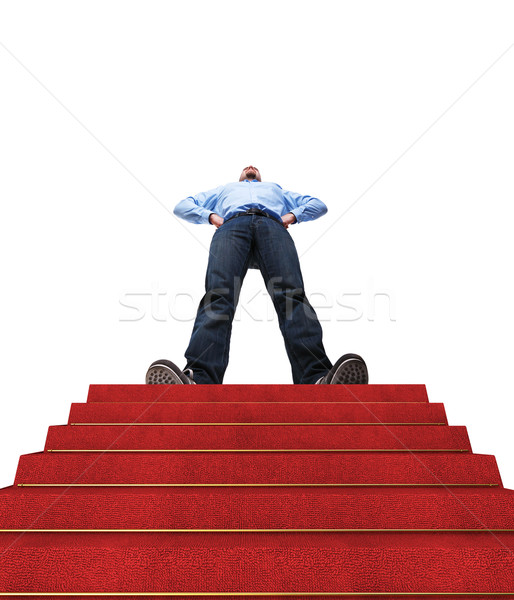 Leader permanent homme escalier tapis rouge affaires [[stock_photo]] © tiero