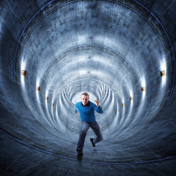 Homem túnel 3D imagem concreto corrida Foto stock © tiero