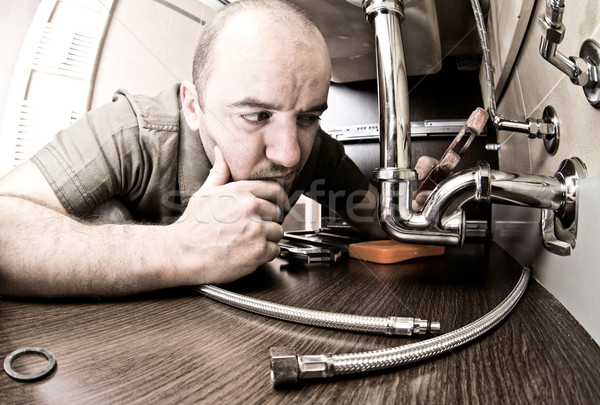 водопроводчика мышления человека домой рабочих работник Сток-фото © tiero