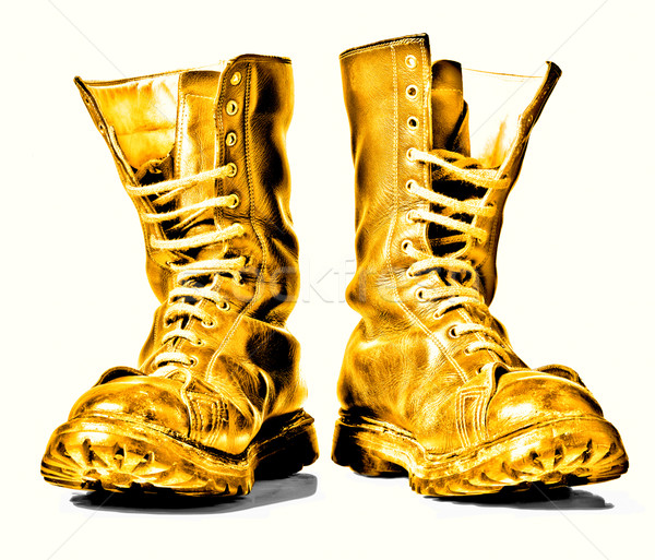 golden combat boots Stock photo © tiero
