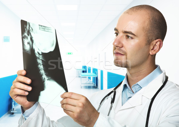 Foto stock: Médico · verificar · raio · x · corredor · hospital · imagem