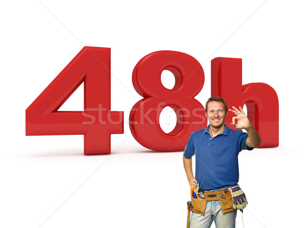 Foto stock: Handyman · serviço · 3D · imagem · sorridente · sorrir