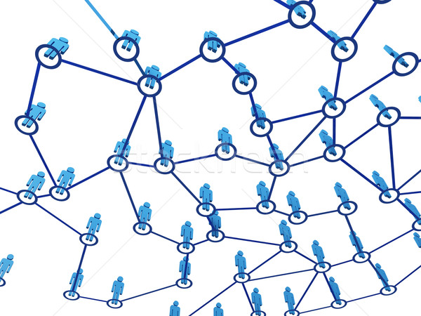 Virtual net conexiune 3D albastru oameni Imagine de stoc © tiero