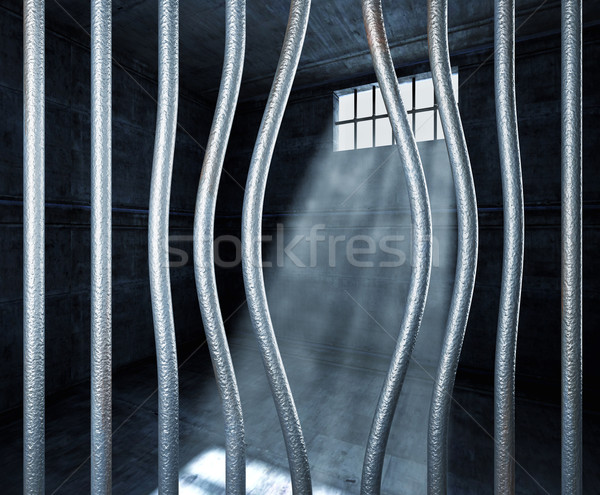 Gevangenis 3D metaal bar abstract venster Stockfoto © tiero