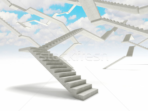 Zdjęcia stock: Streszczenie · schody · 3D · obraz · działalności · niebo