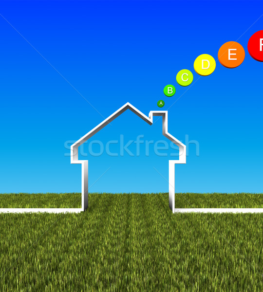 Eco maison faible énergie 3D image [[stock_photo]] © tiero