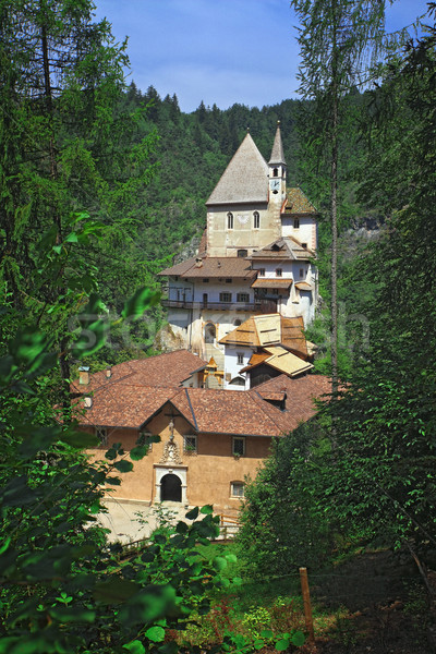 Stock photo: san romedio church on alps