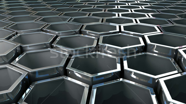 Hexagon imagine 3D oţel lumina proiect Imagine de stoc © tiero