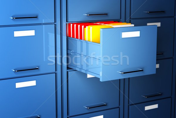 Akta faliszekrény 3D színes mappa iroda Stock fotó © tiero