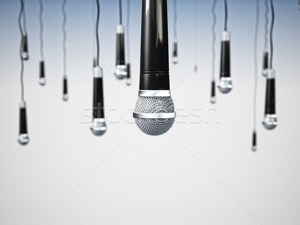 Mikrofon 3D kép néhány égbolt absztrakt Stock fotó © tiero