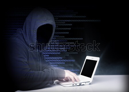 хакер портрет изолированный черный лице фон Сток-фото © tiero