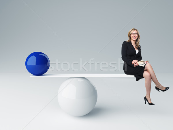 Bine echilibra femeie zambitoare 3D femeie bilă Imagine de stoc © tiero