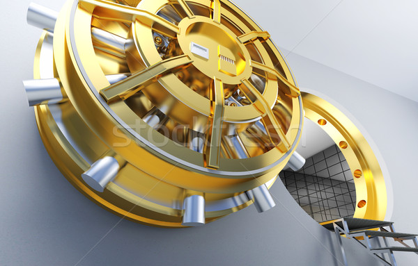 Bank Gewölbe golden Tür Geld Sicherheit Stock foto © tiero