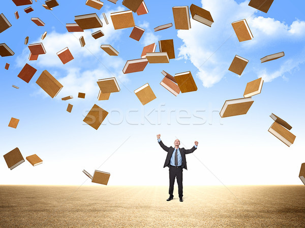 Сток-фото: счастливым · человека · книгах · бизнесмен · 3D · Flying