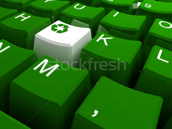 Stock fotó: újrahasznosít · szimbólum · gomb · zöld · billentyűzet · 3D