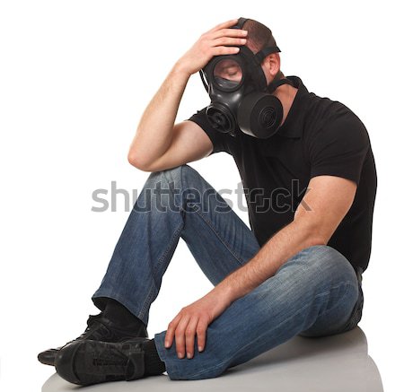 stressed man with gas mask Stock photo © tiero