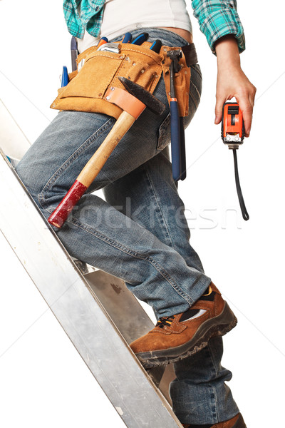Detalle mujer carpintero deber trabajo lápiz Foto stock © tiero