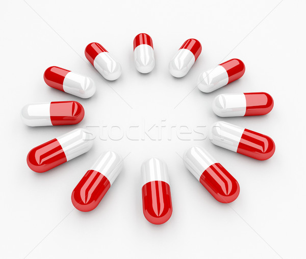 Verslaving cirkel 3D afbeelding klassiek pillen Stockfoto © tiero