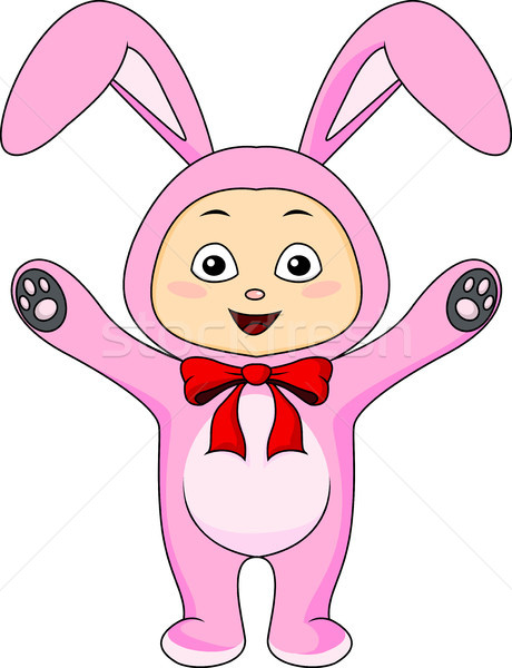 Сток-фото: Cute · ребенка · Cartoon · кролик · костюм · девушки
