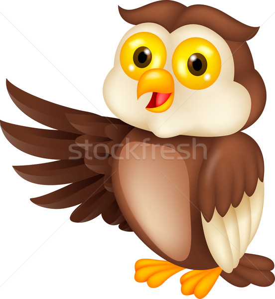 Cute owl cartoon waving Stock photo © tigatelu