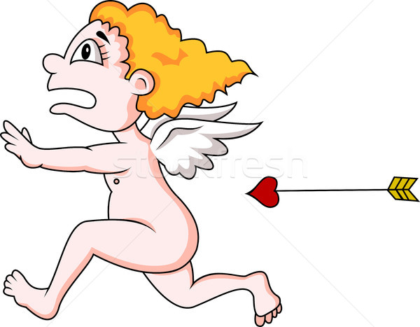 Cartoon cupid running chased by arrow Stock photo © tigatelu