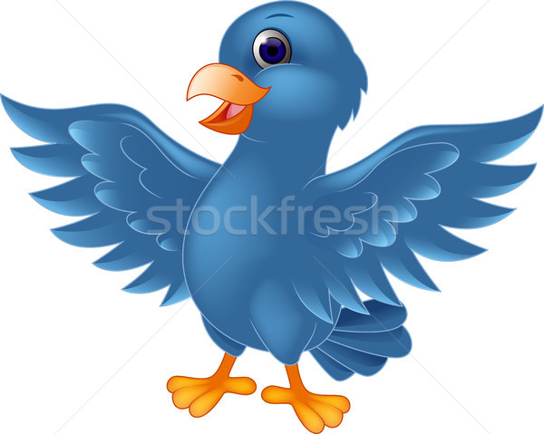 Bluebird cartoon waving Stock photo © tigatelu