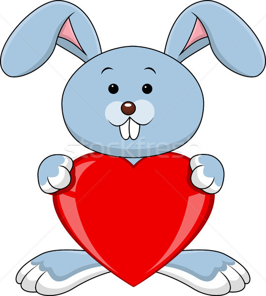 Funny rabbit cartoon holds love heart Stock photo © tigatelu