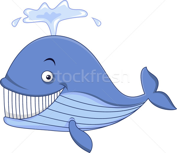 Azul baleia desenho animado água oceano engraçado Foto stock © tigatelu