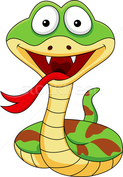 Vert serpent cartoon illustration heureux jardin [[stock_photo]] © tigatelu